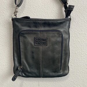 Fossil Leather Slim Crossbody Shoulder Handbag Purse Zippers Bag Boho